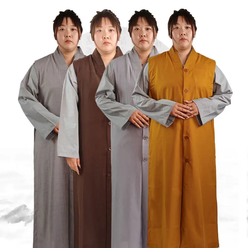 Monk Costume Garan Coat Autumn Cool Sleeveless Long Shirt Unlined Gown Picchini Monk's Clothes Men's and Women's Family Robe