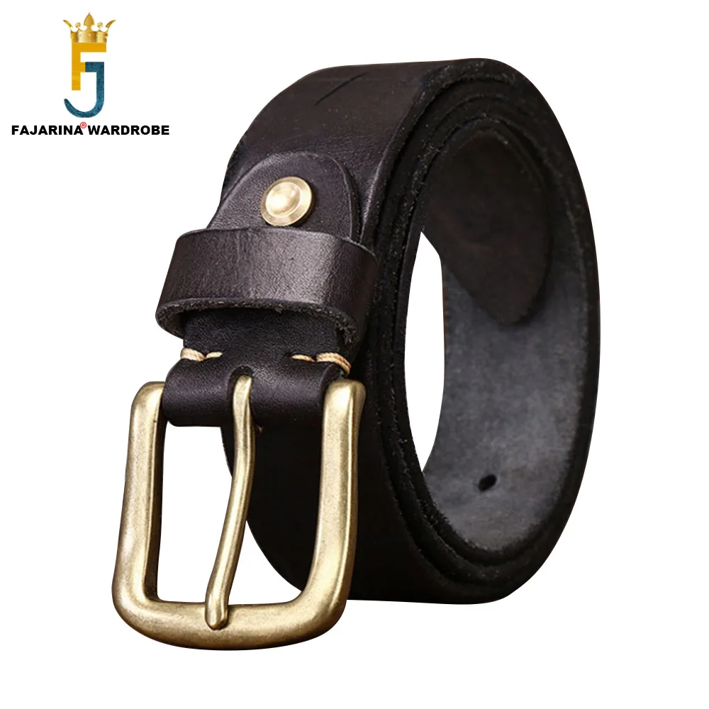 FAJARINA Retro Style Personalized Trendy Carved Cowskin Leather Belt for Men 3.8cm Wide