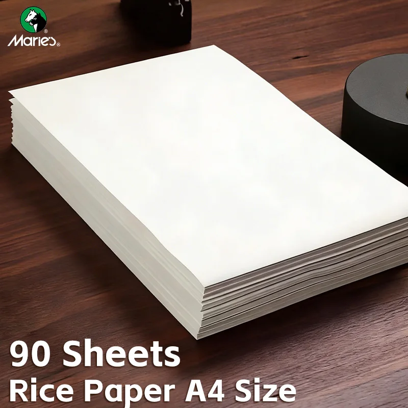 Juego de 90 Hojas de Papel de Arroz de Marie, Papel Semi-Sheng Shu Xuan Engrosado para Pintura China, Caligrafía y Acuarelas