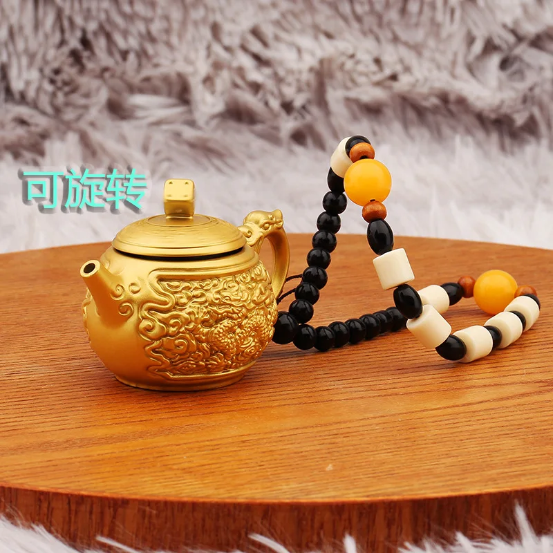 Sand Gold Handle Teapot New Dragon and Phoenix Rotating Mahjong Southeast Northwest Wind Mini Teapot Handheld Piece Street Stall