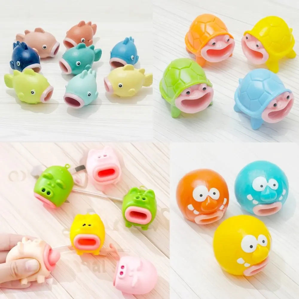 2Pcs Novelty Pop-up Tongue Squeeze Toys Animal Turtle Piggy Dolphin Stress Relief Fidget Sensory Toy Kids Fun Party Gift