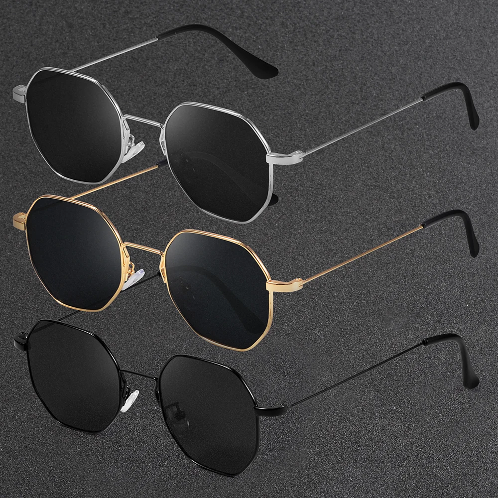 

Square Sunglasses For Women Men Retro Octagon Metal Sun Glasses Vintage Polygon Driving Traveling Vacation Shade UV400