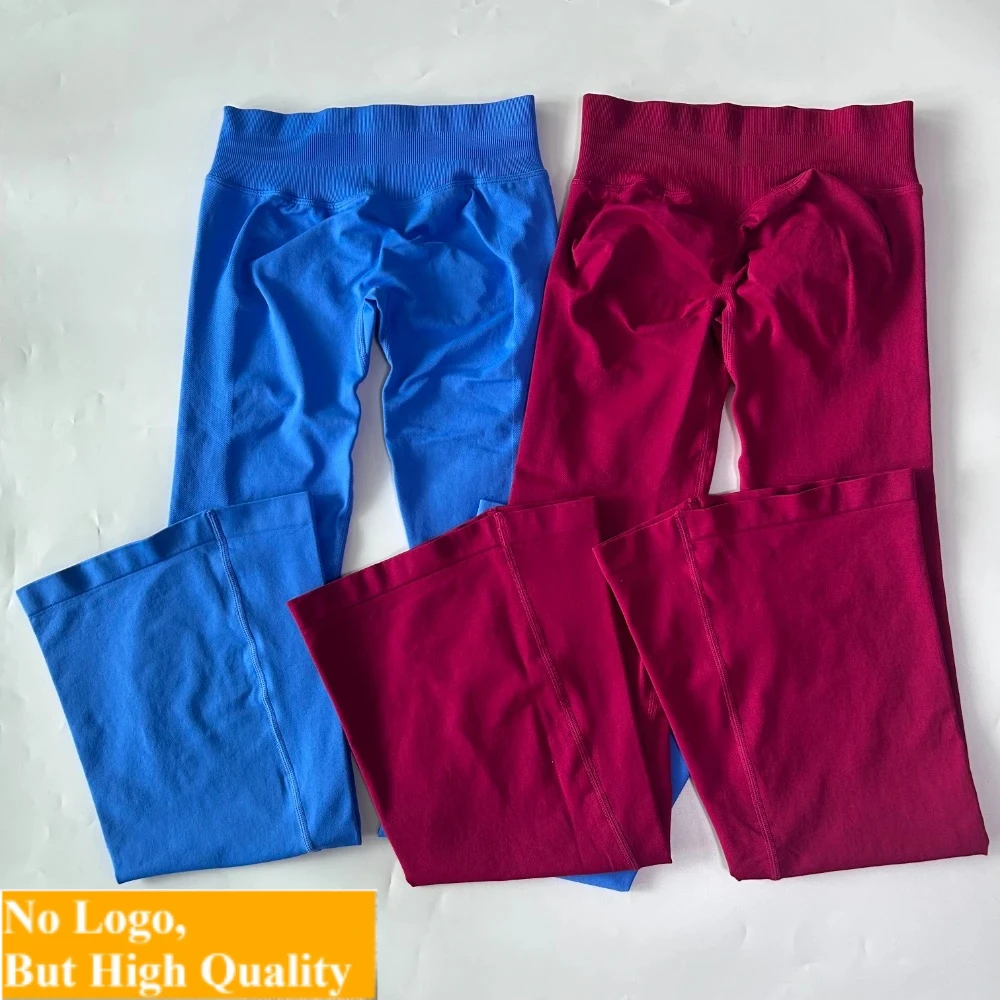 NO LOGO Flares Scrunch Booty Legging Seamless Yoga Pants High Waist Flared Pants GYM Squat Proof Sports Tights Workout Trousers