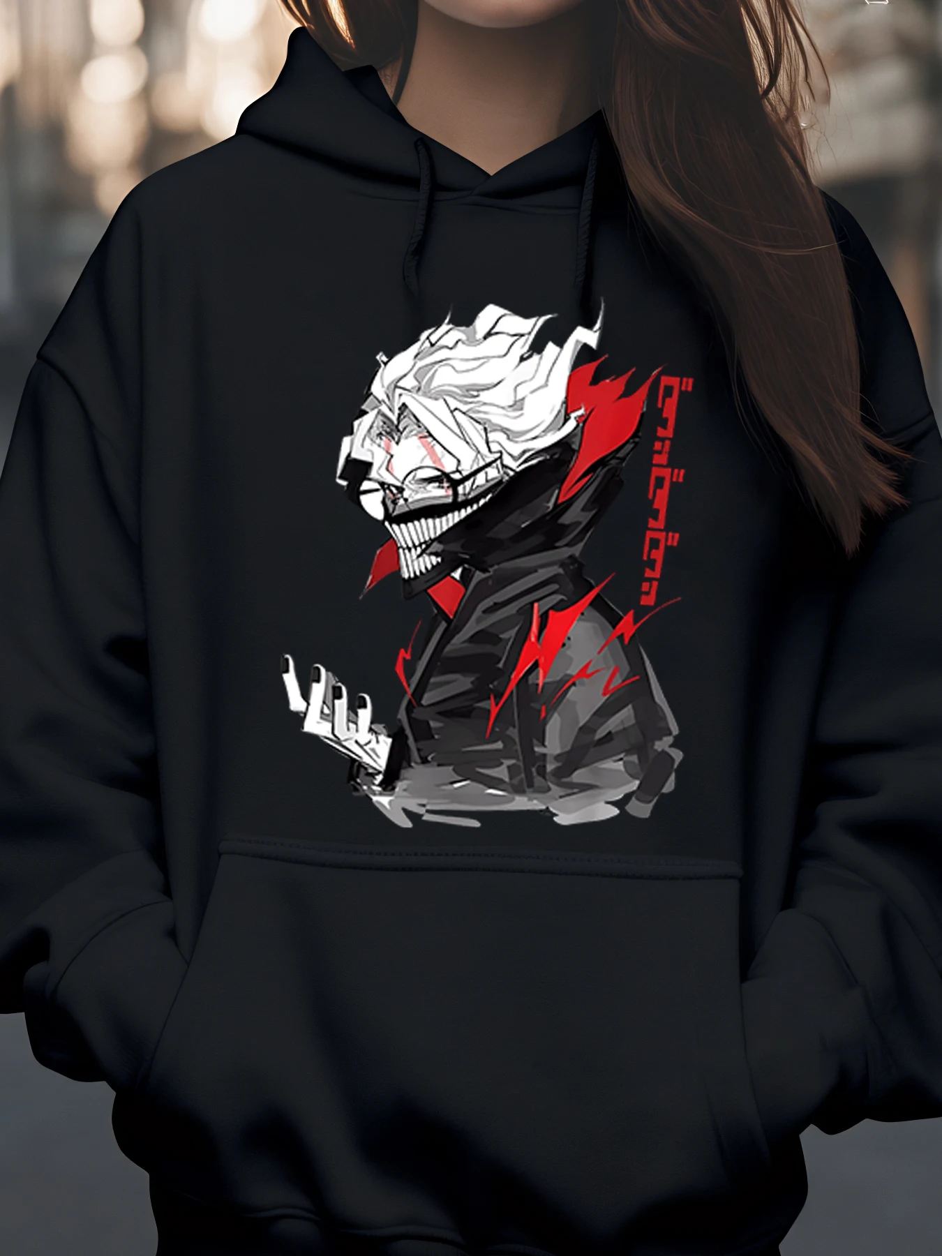 سترة بقلنسوة مطبوعة من Demon King للهالوين للرجال والنساء