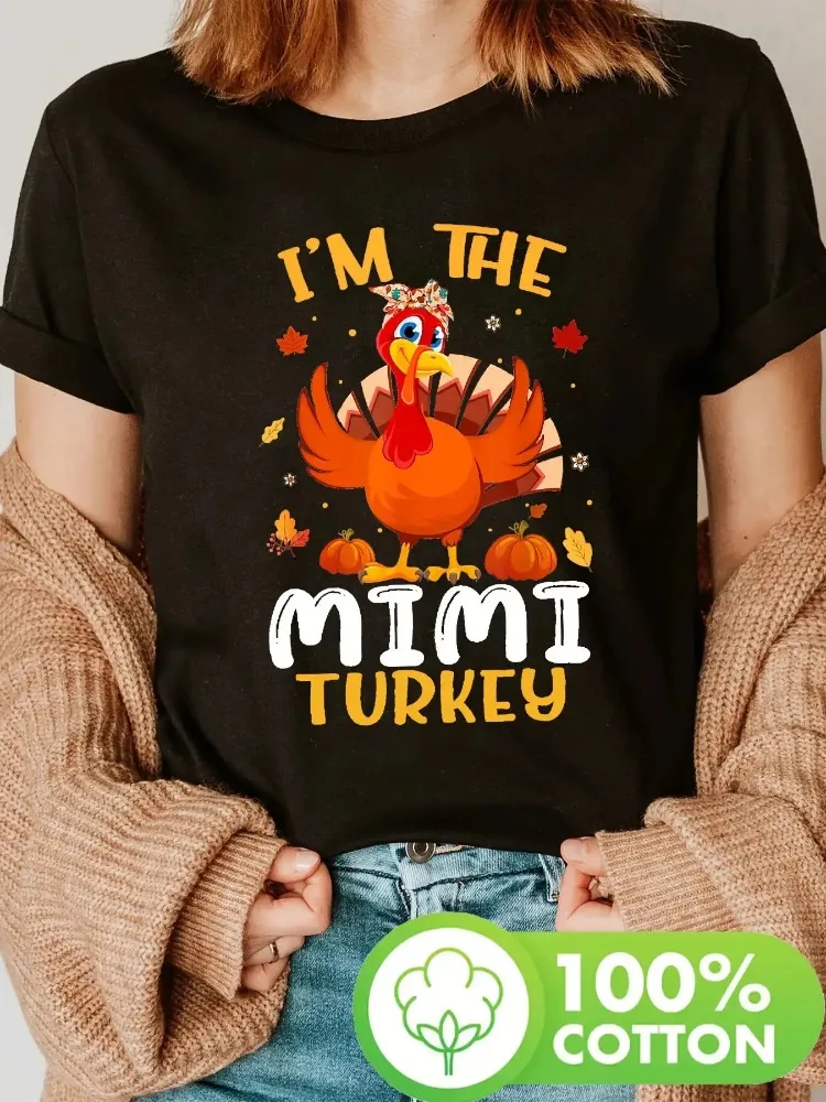 تتميز ملابس عيد الشكر النسائية عبارة I M THE MIMI TURKEY جنبًا إلى جنب مع مطبوعات أوراق اليقطين التركية الكرتونية وأوراق الخريف #1