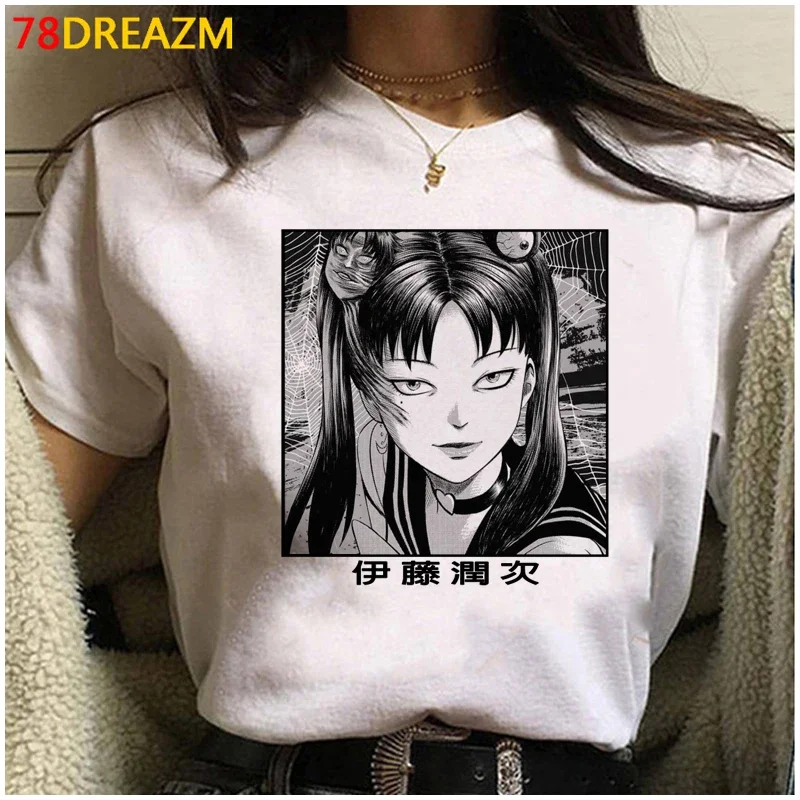 Japanese Manga Junji Ito T Shirt Men Summer Top Horror Anime Tshirt Tomie Shintaro Kago Girl Graphic Tees Cartoon Tshirt Male