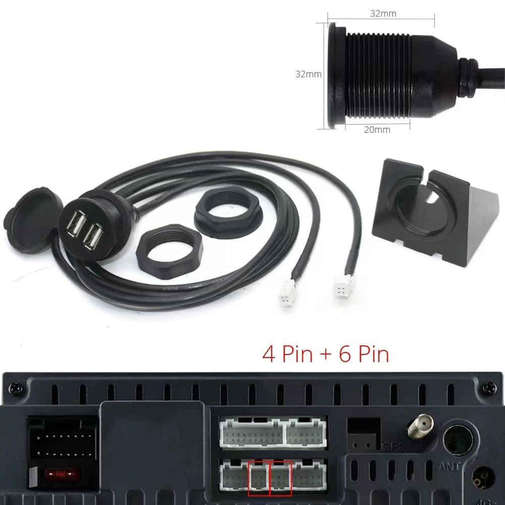 4pin/6pin سيارة المزدوج مقبس USB قاعدة لوحة سيارة مقبس USB لمعظم السيارات ميناء لوحة واجهة كابلات السيارات محولات مآخذ