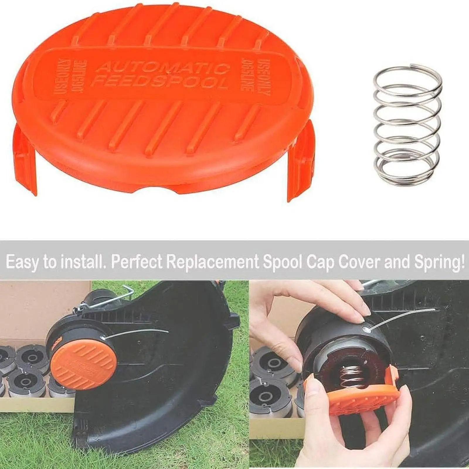 Strimmer Spool Cap Parts Easy to Install Utility RC-100-p for Maintenance Black & Decker Gardening Autofeed Weed Eater Gardener