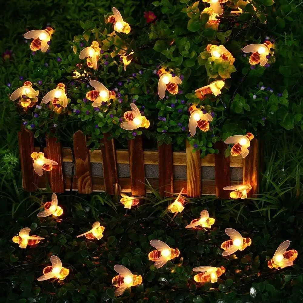 Solar String Lights Outdoor Waterproof 20/50LED Bee String Light for Garden Christmas Home Festival Decorative Xmas Lighting
