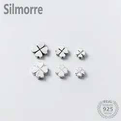 1PC 925 Sterling Silver Loose Beads Clover Shape Charm Spacer Beads DIY Bracelet Necklace Making Fine Jewelry Accessories