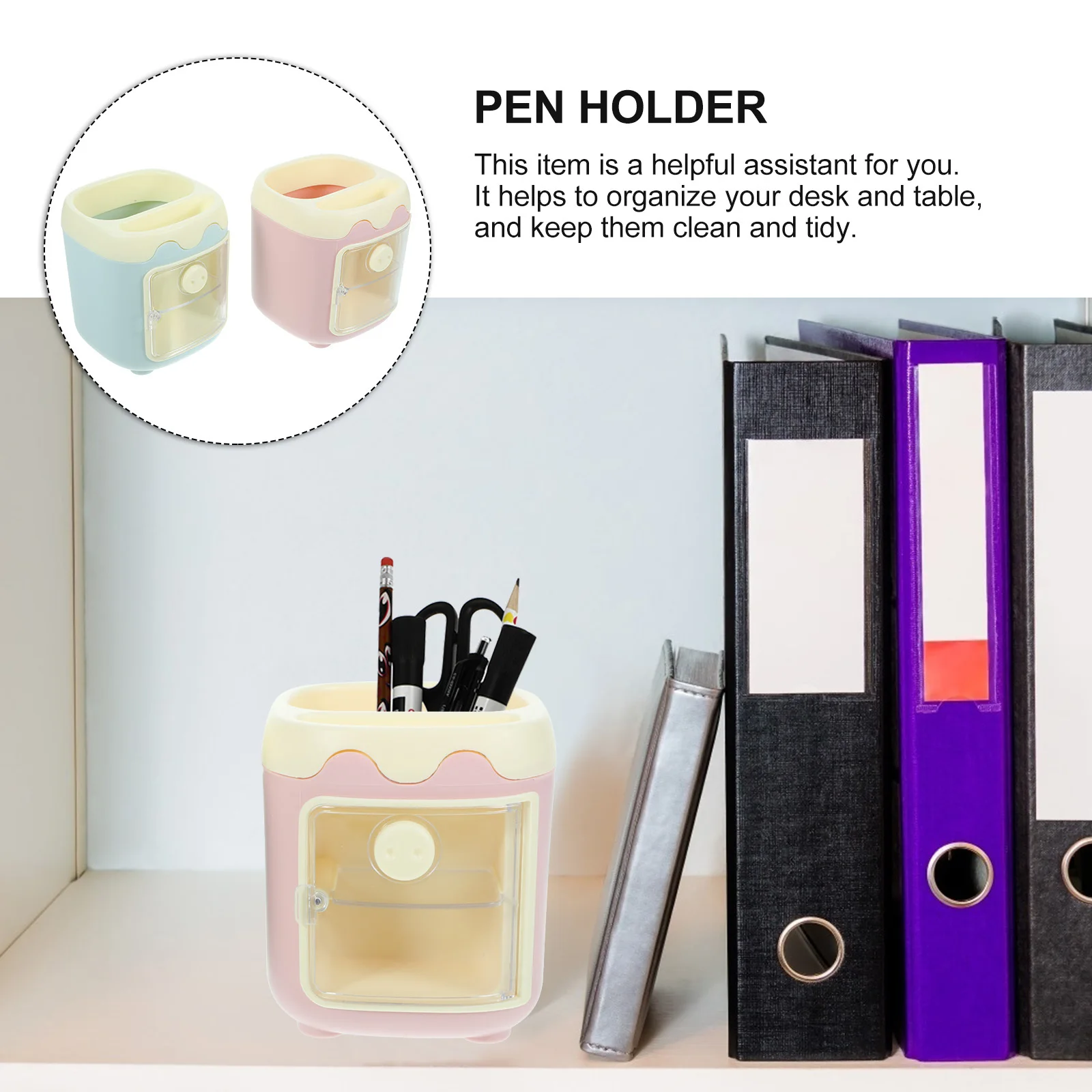 

2pcs Cute Pp Pen Holder For Desk Stationery Organizer Desktop Storage Cup Pen Holders For Tabletop Makeup Brushes Tea Sets