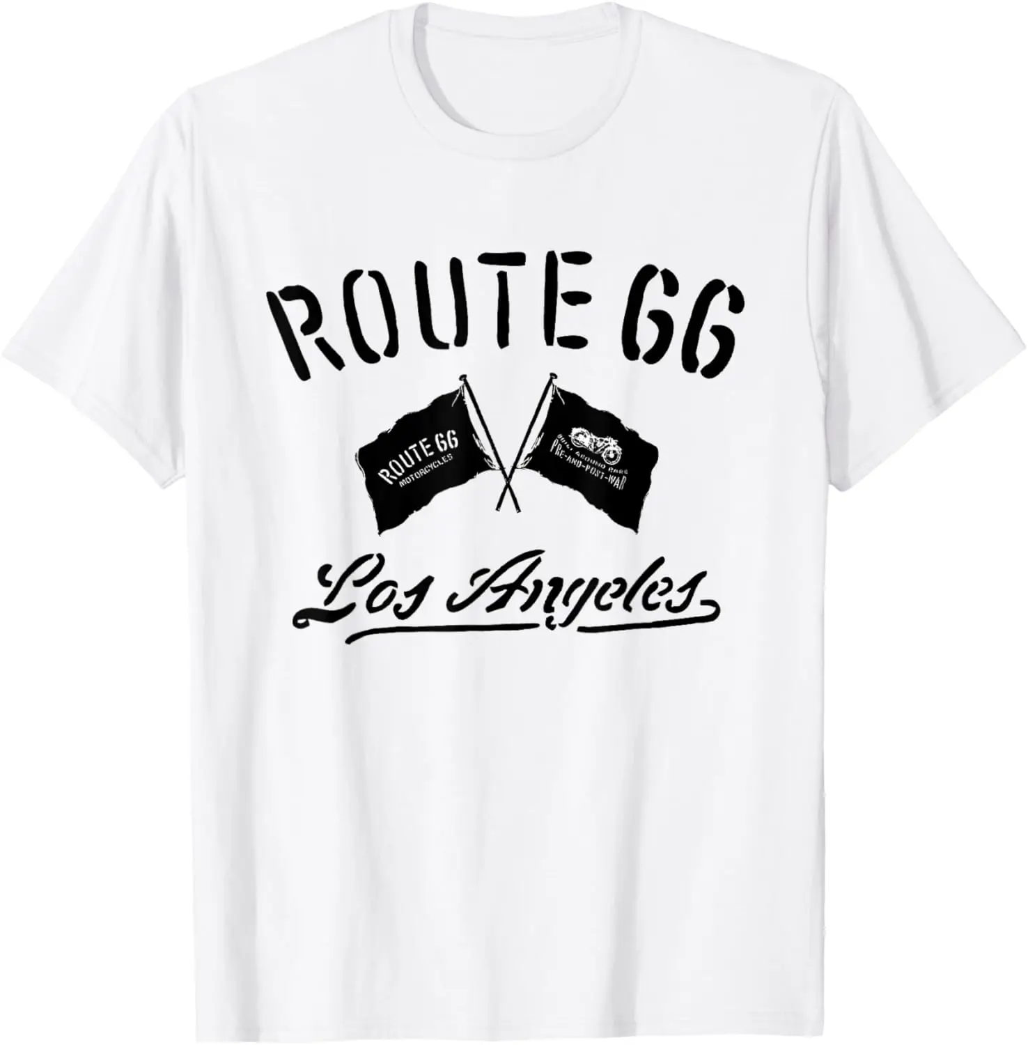 

Route 66 Motorcycle Flags Los Angeles T-Shirt Motorcycle