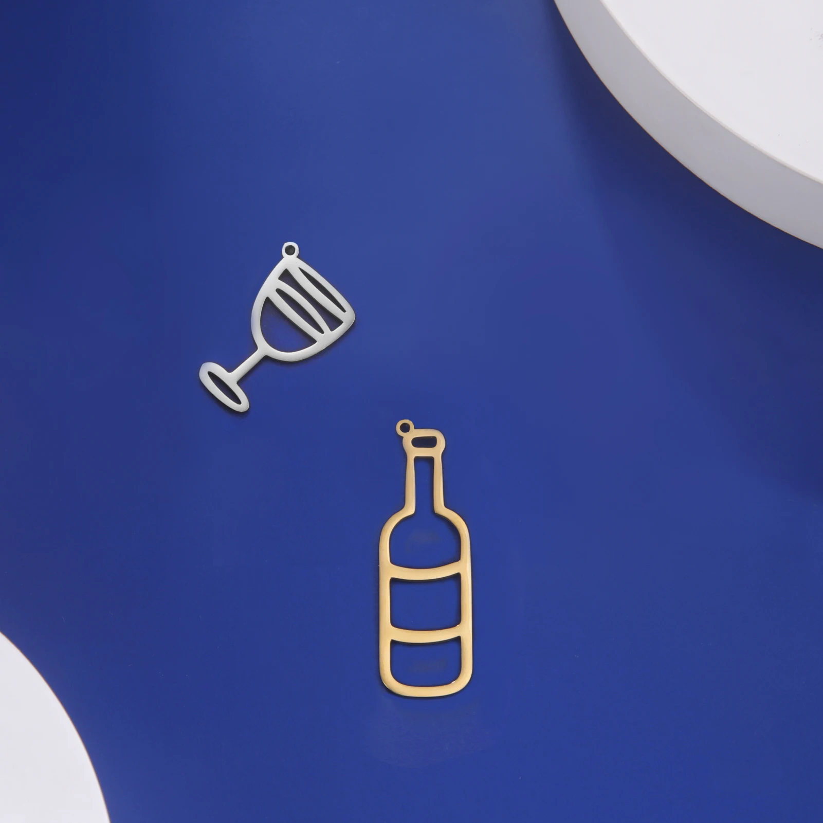 EUEAVAN 5pcs Wine Coffee Cup Bottle Pendant Stainless Steel Charms for Necklace Earrings DIY Jewelry Making Supplies Wholesale