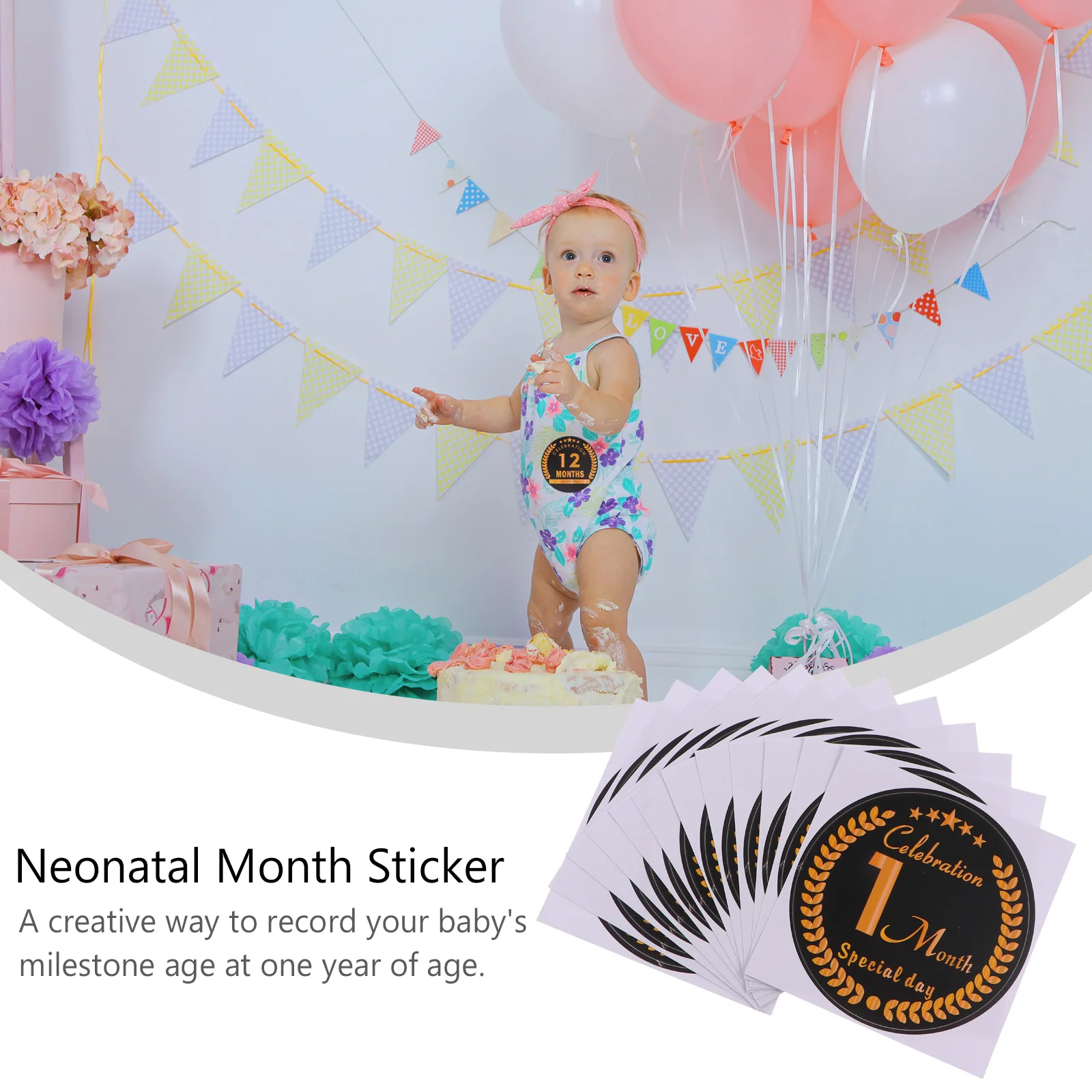 

Paper Photo 12M Photo Shooting Sticker Milestone Stickers Newborn Baby Label Month Keepsake Kids Shooting Belly Record Growth