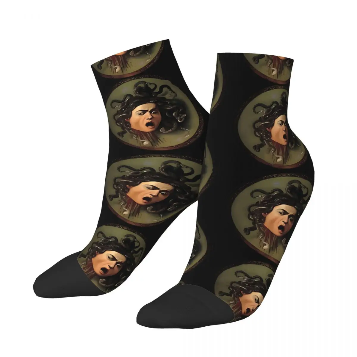 

Funny Men's Ankle Socks Caravaggio Medusa Mythology Harajuku Crazy Crew Sock Gift Pattern Printed