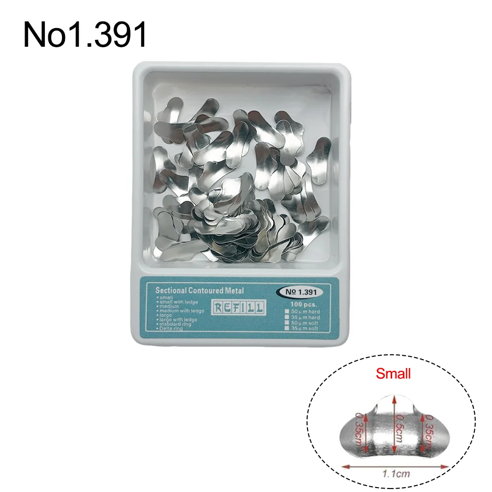 100PCS Dental Matrix Schnitt Konturierte Matrizen Band Kit Metall Ringe Zahnmedizin Matriz Materialien Zähne Kieferorthopädische Bilden