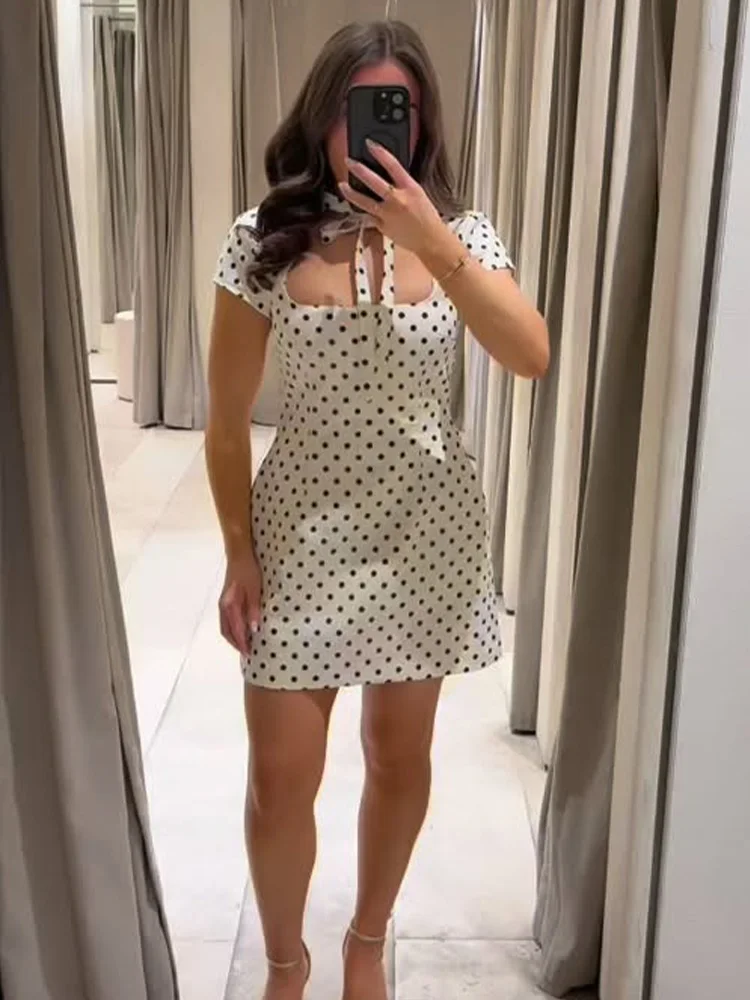 

Женское летнее модное универсальное двухцветное короткое платье с бантом, элегантное, сексуальное, приталенное, с коротким рукавом