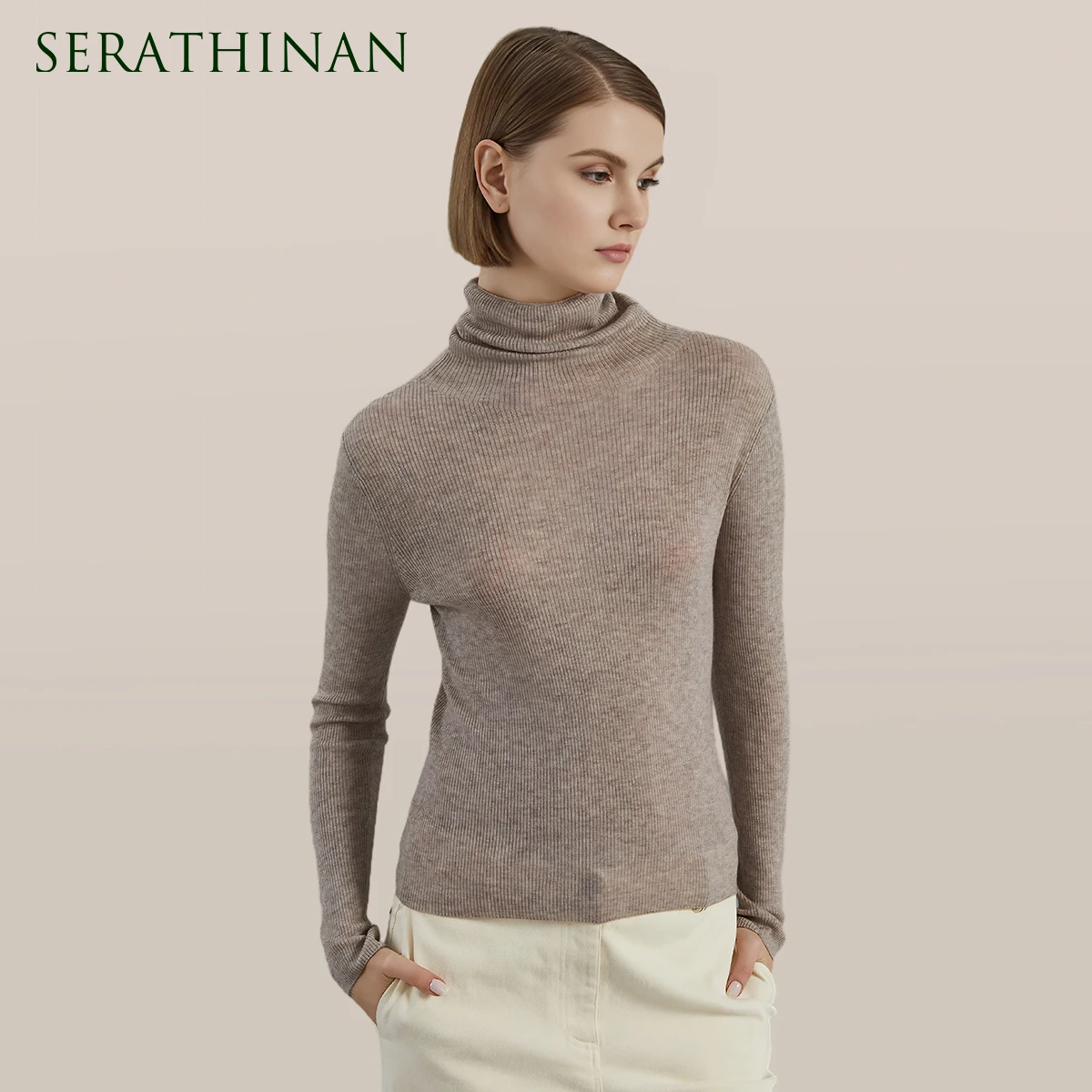 

BC697 2024 Autumn thin long-sleeved turtle neck knitted pullover luxury brand women's Clothing bright wool sweaters