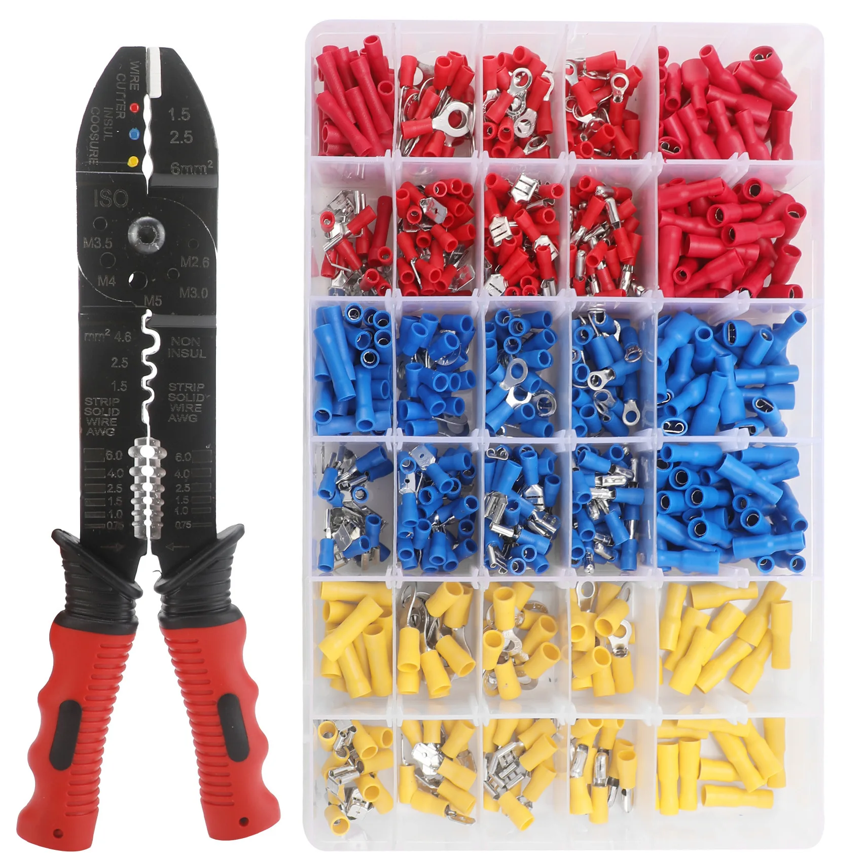Crimping Pliers 720PCS Cold-pressed Terminals, Clamping Nose Crimping Pliers Multi-functional Wire Stripping Pliers