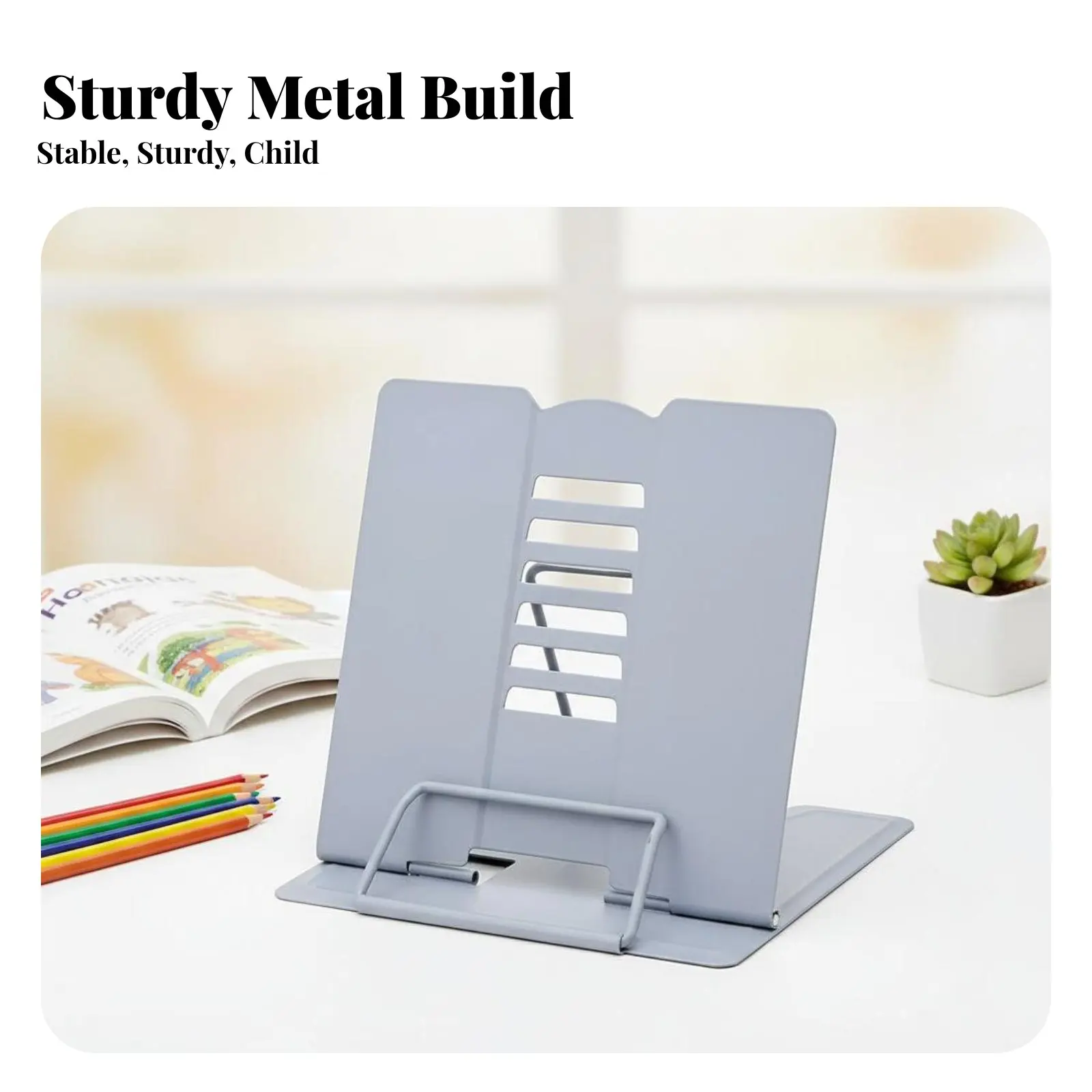 Foldable Book Easel Portable Adjustable Perusing Stand Handshands-Liberated Ergonomic Design for Children, Readers, School