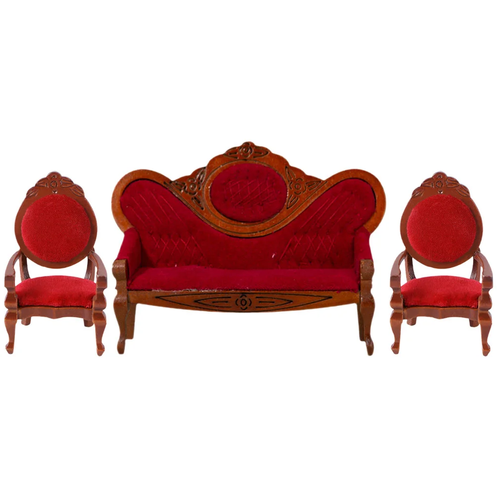 3 Pcs Furniture Peach Armchair Simulation Mini Sofa Miniature Decor Pocket Decorative Tiny Couch Accessory