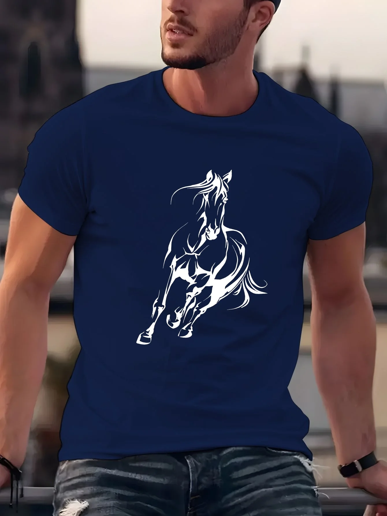 

Horse T Shirt 2026 New Running Animal Graphic 100% Cotton Men Unisex Oversized Heavyweight Western Artistic Casual Street Tops