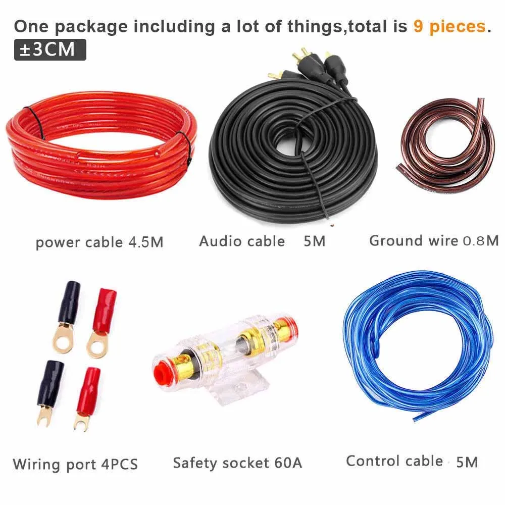 1500 Watts 8 AWG Gauge Audio Subwoofer Sub AMP RCA Car Amplifier Wiring Install Kit Power Cable AGU FUSE