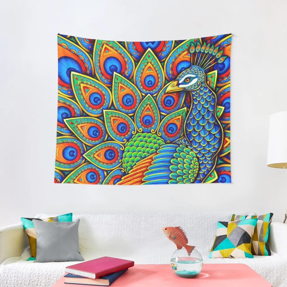 

Colorful Paisley Peacock Rainbow Bird Tapestry Wall Art Wall Hanging Decor Mushroom House Decorations Tapestry