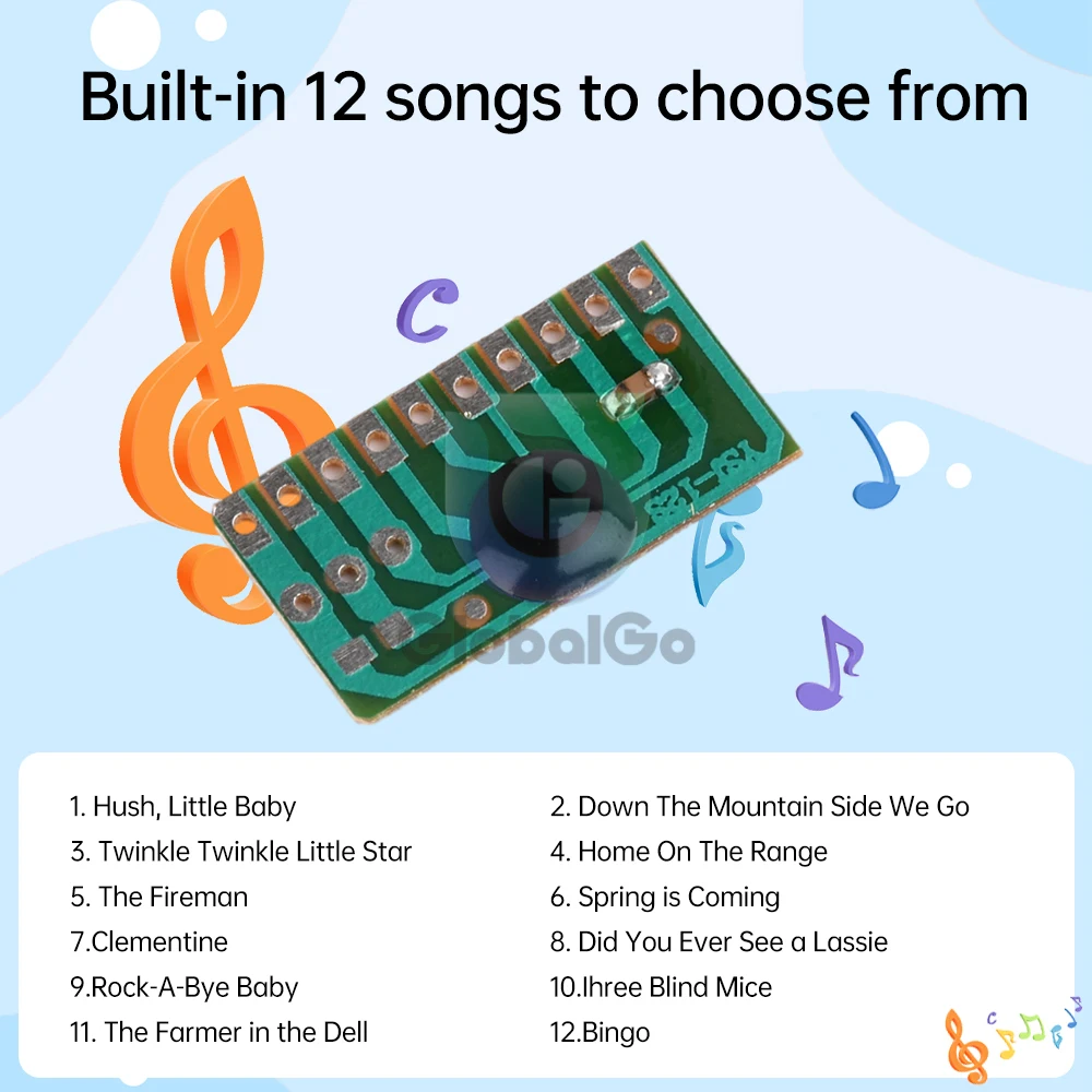 1pcs Children'S Songs,Music Module Ysj-12s Dual Tone 12 English Music With Led Scintillation Module DIY Component Kit