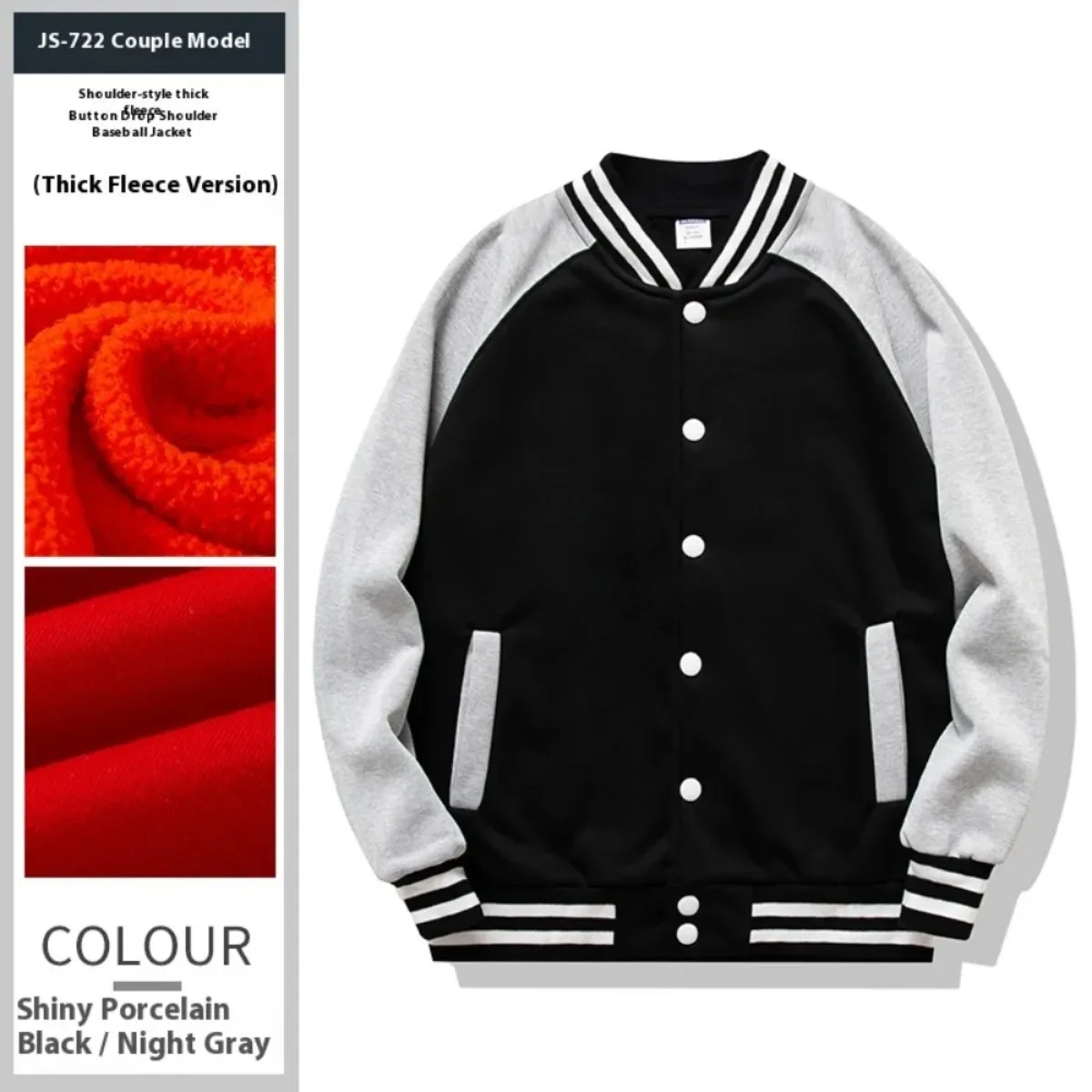 

Men's 2025 Fleece British Style Button Down Shoulder Baseball Shirt American Men's and Women's Autumn and Winter Trend Jacket