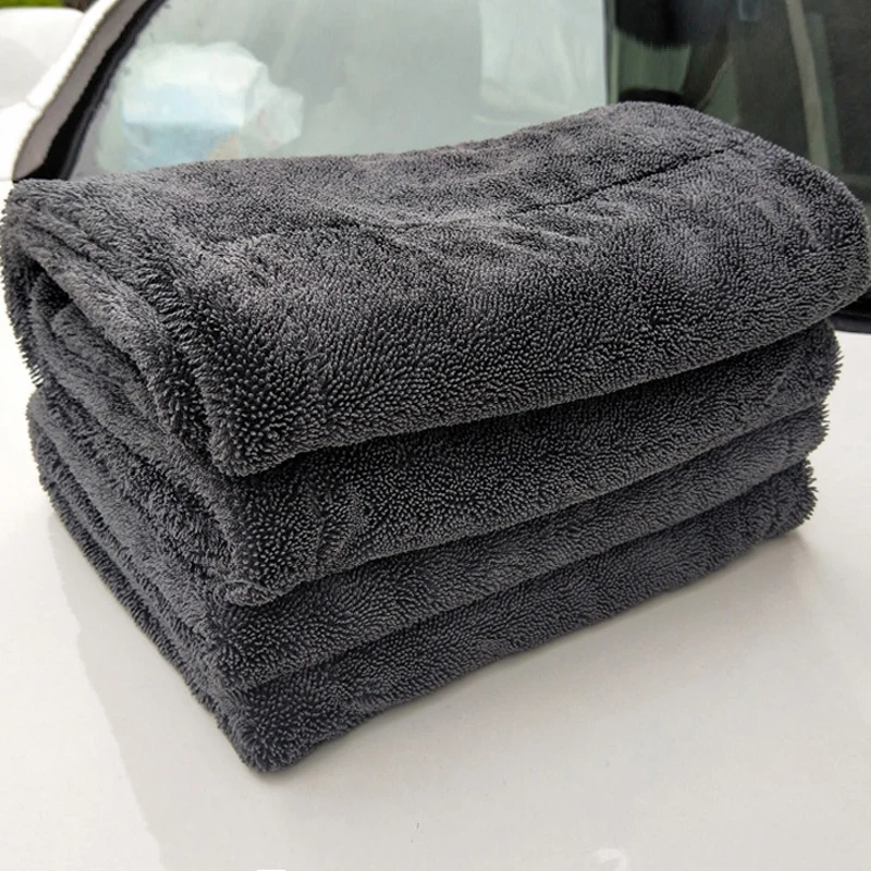 Serviette de nettoyage de voiture en microfibre 1200GSM/600GSM, Double face, Super absorbante, chiffon de nettoyage pour lavage de voiture, anti-rayures, peluches douces