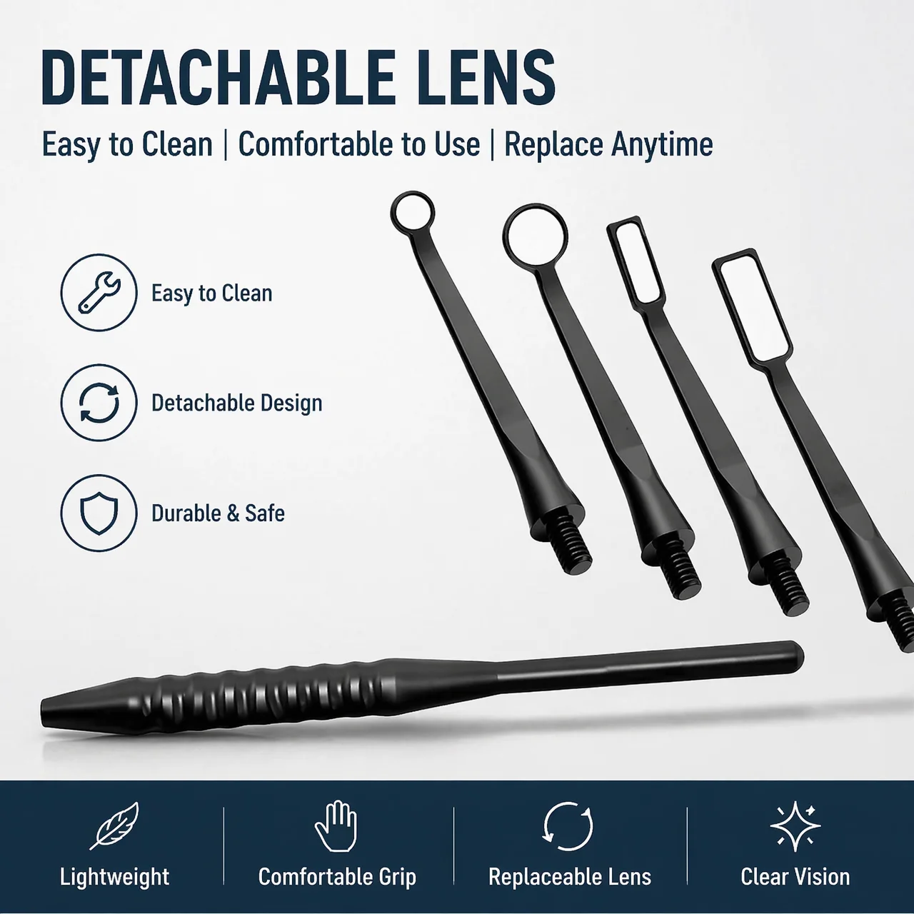 Dental Micro Mouth Mirror 2mm/3mm/5mm Sterilizable Reflector Odontoscope Multifunction Checking Oral Detachable Handle