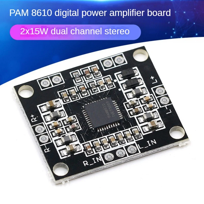 5Pcs PAM8610 Module Digital 2X15W Audio Power Amplifier Board DC7-15V Dual Channel Stereo Sound Amplifier Modules Easy To Use