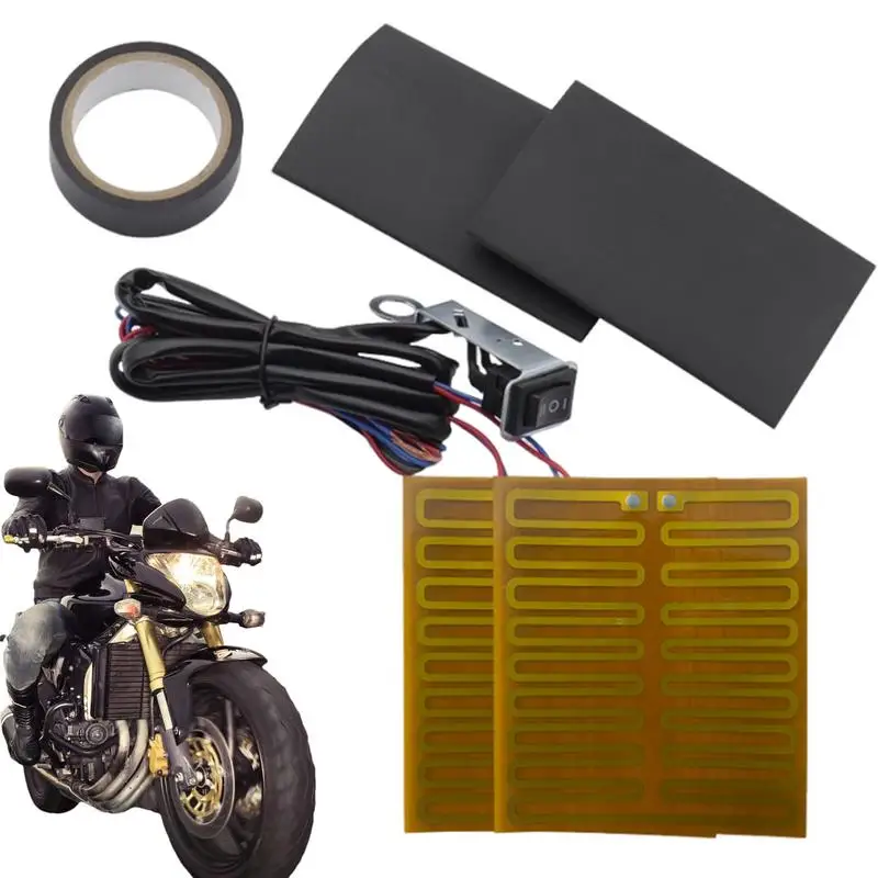 Motorcycle Heated Grip Pads 12V Waterproof Electric Heated Handlebar Cover 2 Temperature Settings Winter Warmer For ATV