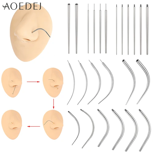 AOEDEJ 스테인리스 스틸 피어싱 테이퍼 나사없는 삽입 핀 나사 온 보조 도구 키트, 귀 코 배꼽 피어싱용 1 피스 