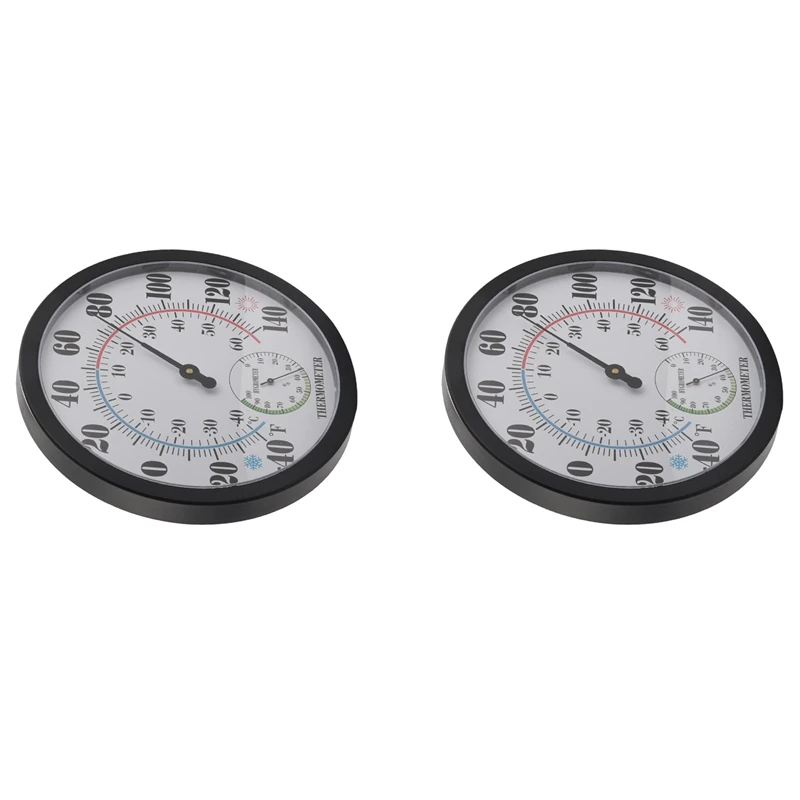 HOT SALE 2X 10 Inch Indoor Outdoor Weather Thermometer/Hygrometer For Patio, Wall Decorative, No Battery Needed