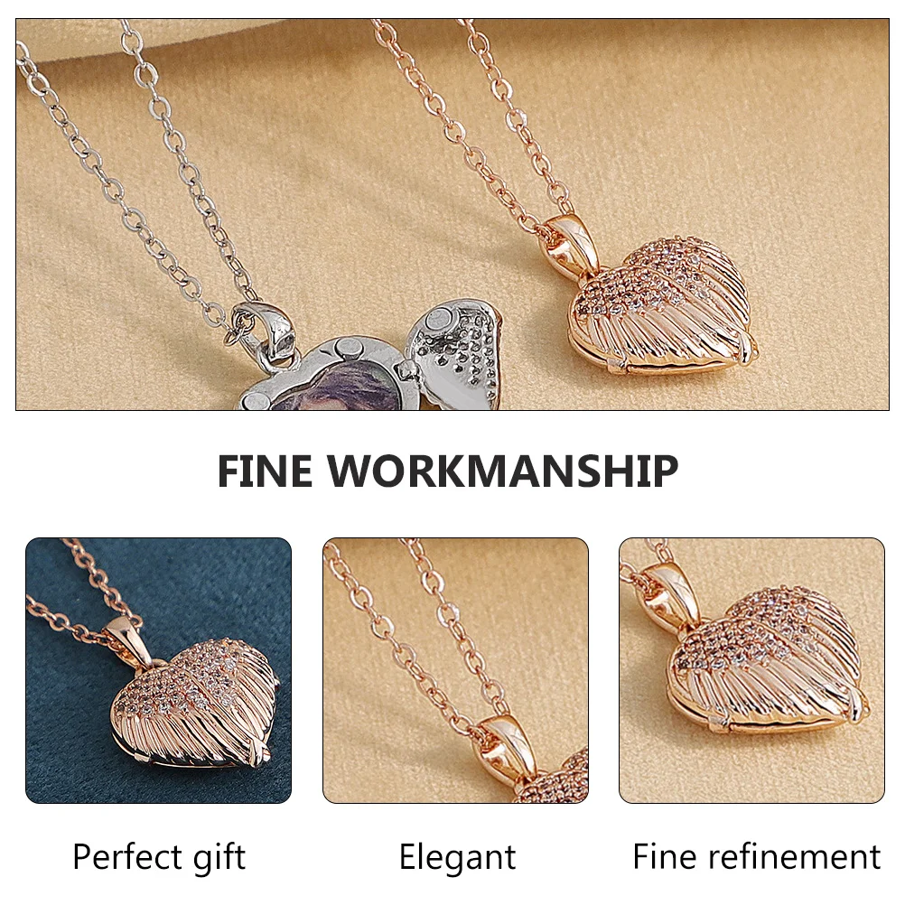 

Necklace Photo Box Pendant Jewelry for Women Can Be Opened Choker Trendy Heart Golden Copper