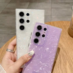For Samsung Galaxy S24 Ultra S23 Plus S22 Phone Case With Camera Protector Fashion Conch Shell Texture Silicone Cases For S24+