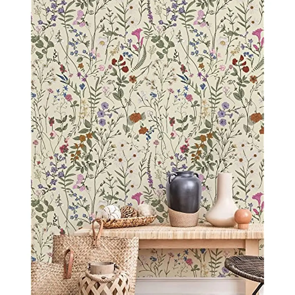 

Floral Peel and Stick Wallpaper Farm Floral Wallpaper Wildwood Self Adhesive Wallpaper for Home Bedroom Cabinets Wall Decor