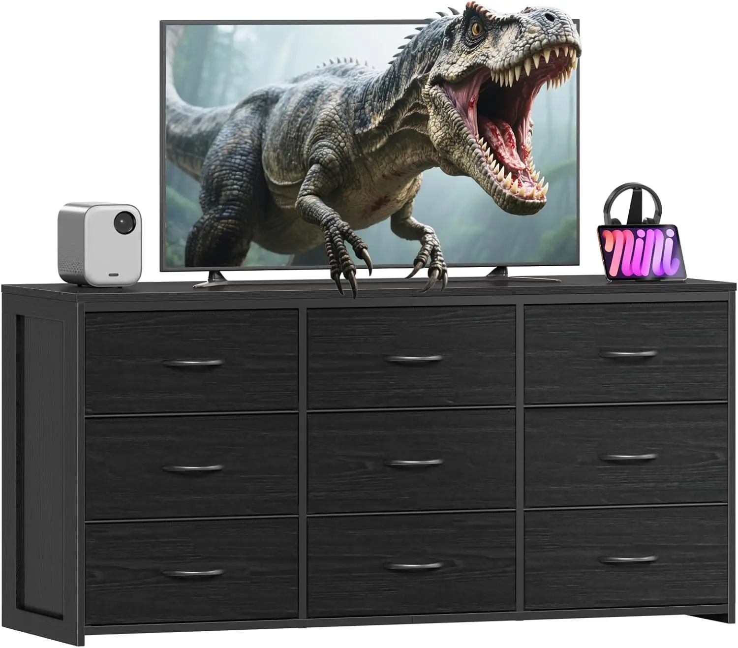 

Dresser for Bedroom, Long Dresser for Closet, 9 Drawer TV Stand for 65 Inch TV, 15.75” Deepth Fabric Drawer,Drawer Large Storage