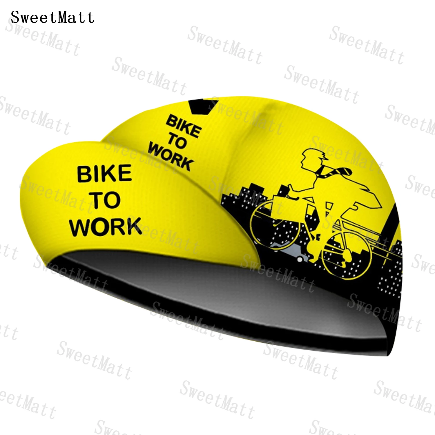 Sweetmatt Yellow Black Letters And Characters Cycling Caps Bicycle Mountain Bike Hat Polyester Quick-Drying Breathable Balaclava