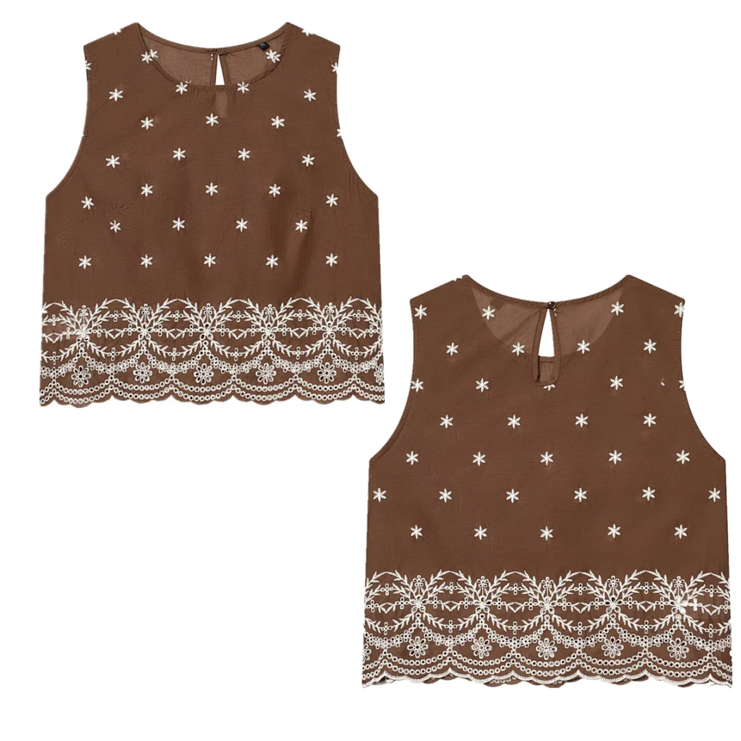 

Maxdutti 2026 Summer Floral Embroderied Woman Clothes Shirts & Blouses Women's Clothes Shirts Tank Tops