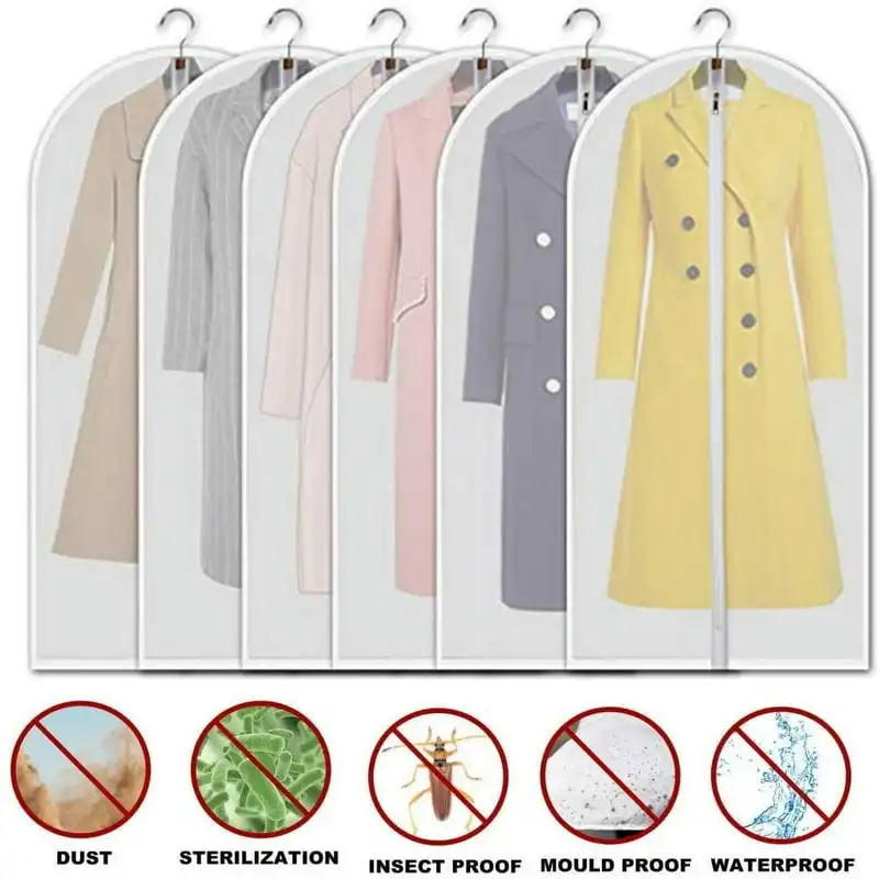 

Garment Bag 24'' x 40'' Clear Suit Dust Cover Moth Proof Clothes Storage Zippered Breathable Travel Cover