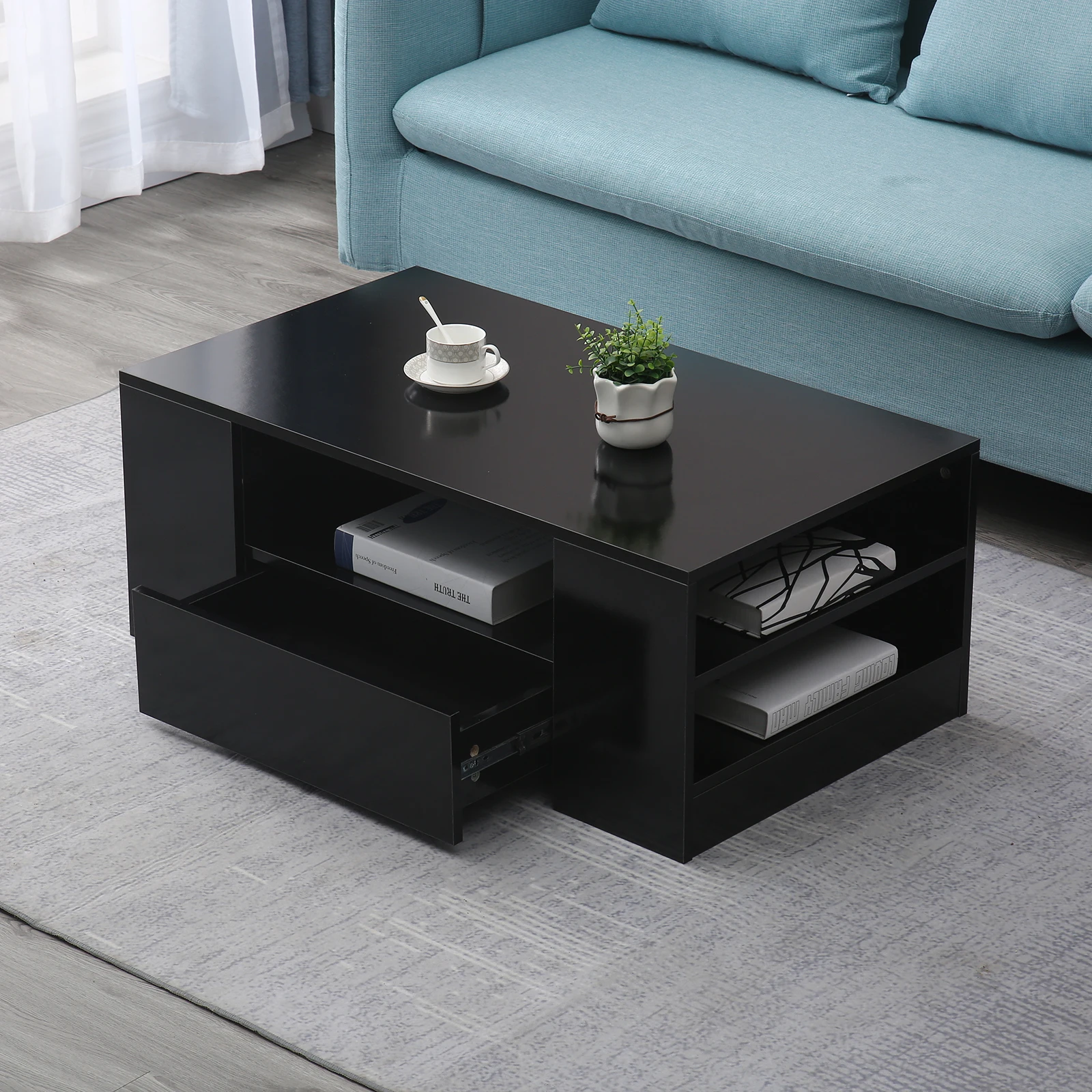 Modern Coffee Table LED High Gloss Tea Living Room Home Furniture