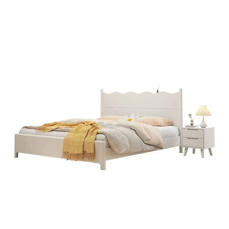 

White Nordic pure solid wood bed, second bedroom light luxury high sense 1.5 meters