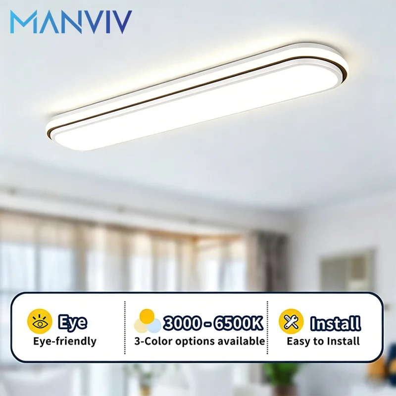 

Modern LED Ceiling Light 53/38cm Long Strip Lamp Nordic Minimalist Home Decor Oval Strip Light Corridor Foyer Bedroom Aisle Lamp