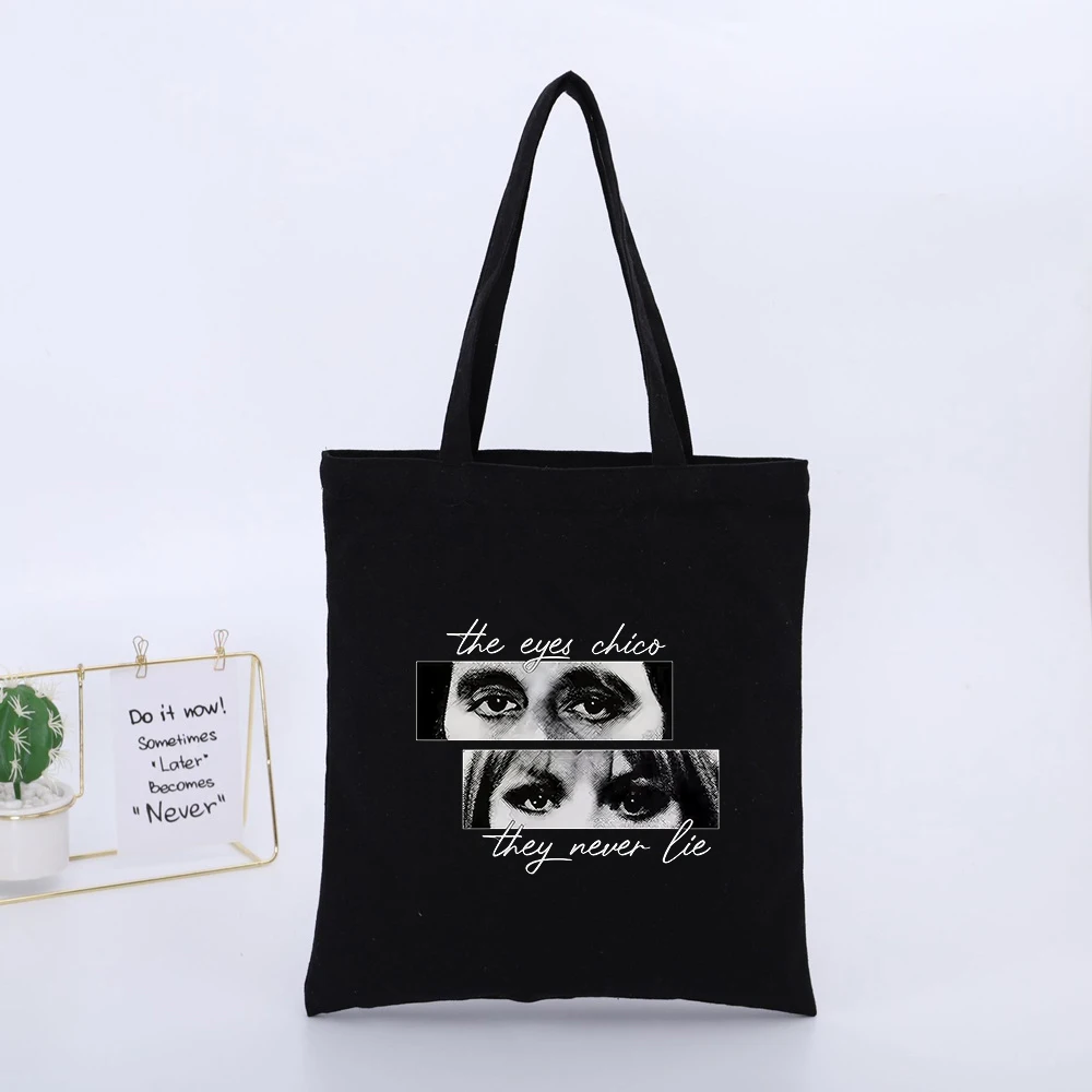 Abstract Portrait & Typography Print Canvas Tote Bag, Urban Style for Daily Shopping and Casual Outings