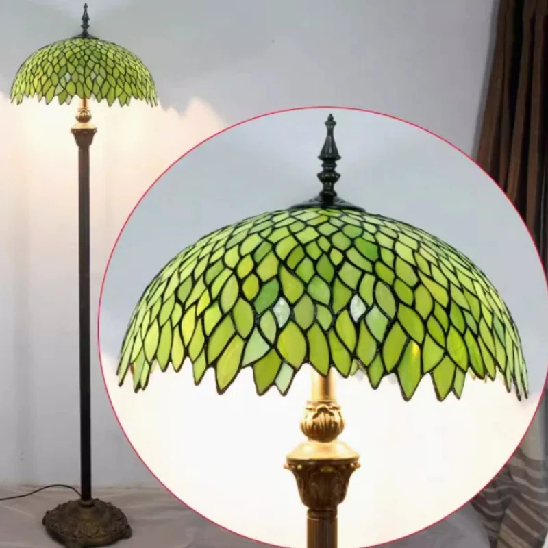 Study floor lamp handmade decorative pattern stained glass willow pattern lampshade
