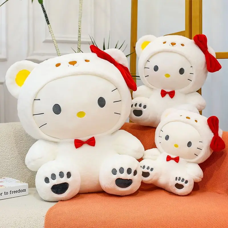 Kawaii Hello Kitty Sanrio เด็กน่ารักการ์ตูนตุ๊กตา Plush นักเรียนของเล่นตุ๊กตาโซฟาโยนหมอนของขวัญตกแต่งห้องสําหรับเด็ก