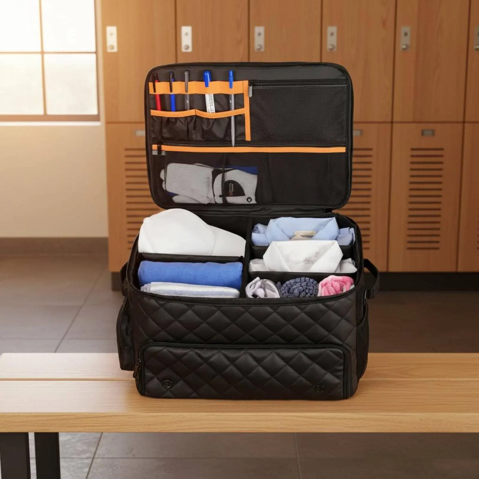 

Sport Trunk Organizer Ventilated Compartment Sport Shoe and Gear Bag High Capacity Reinforced Framework